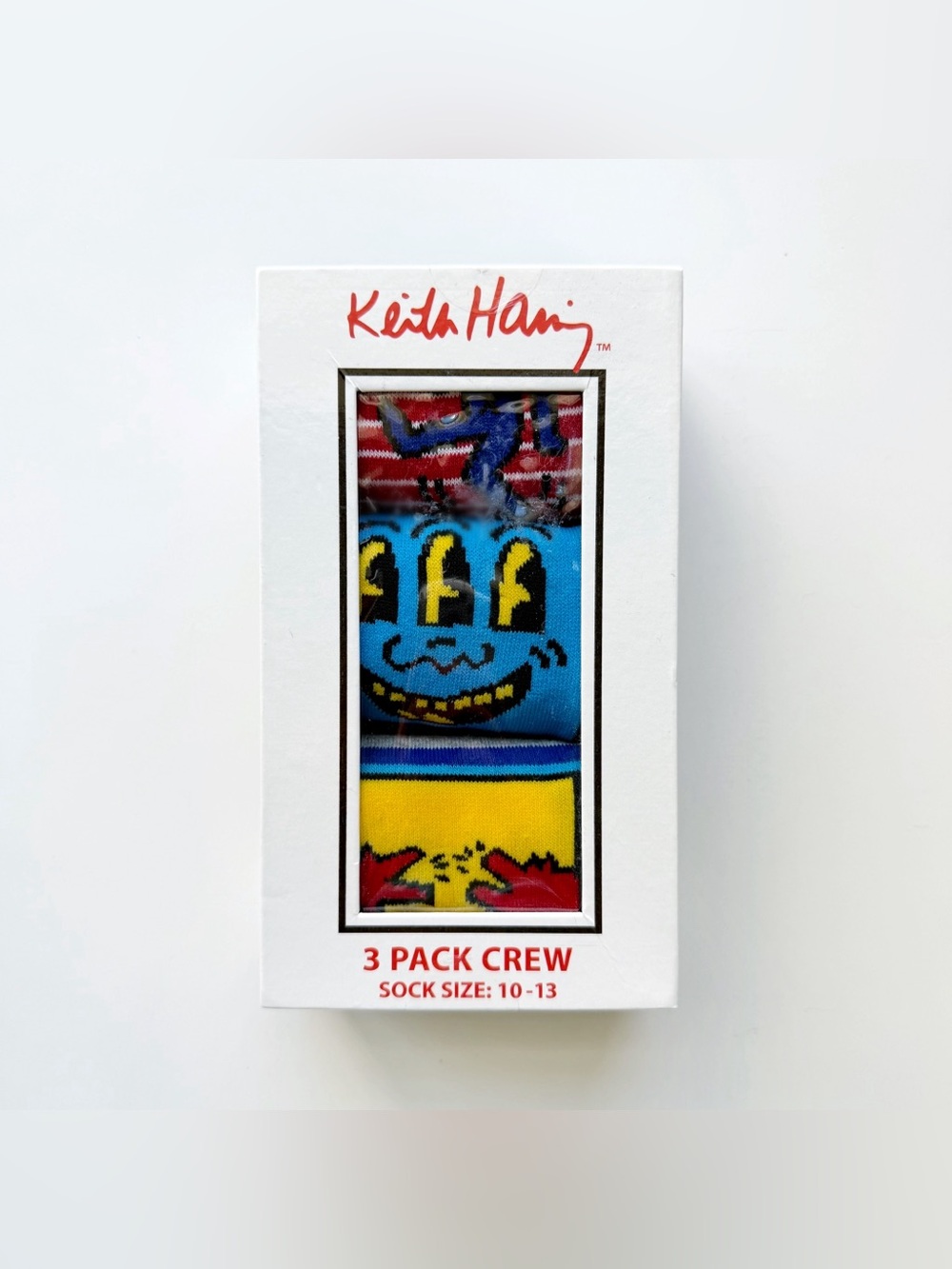Keith Haring Art Crew Socks Gift Set Mens Womens 80s Pop Art Striped Colorful